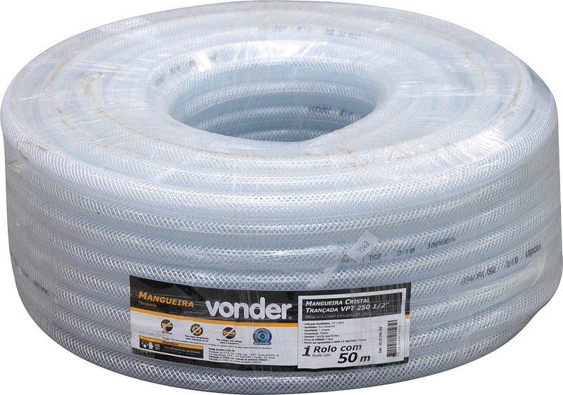 Mangueira PVC cristal trançada, VPT, 250 libras, 1/2"